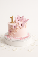 Pink butterfly first birthday cake-GI031
