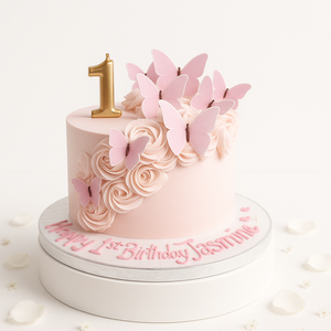 Pink butterfly first birthday cake-GI031