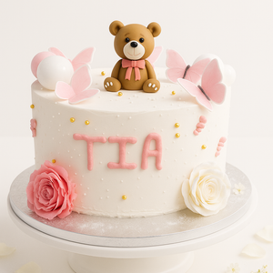 Pink Butterfly Teddy Bear Cake-GI001