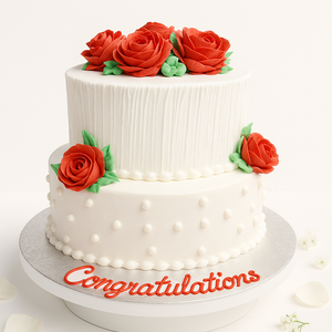 2-Tier Red roses Cake-TR006