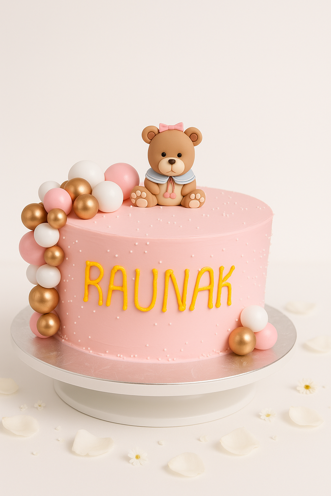 Pink Teddy Bear Balloon Cake-GI002