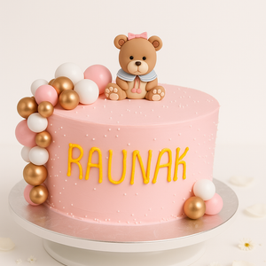 Pink Teddy Bear Balloon Cake-GI002