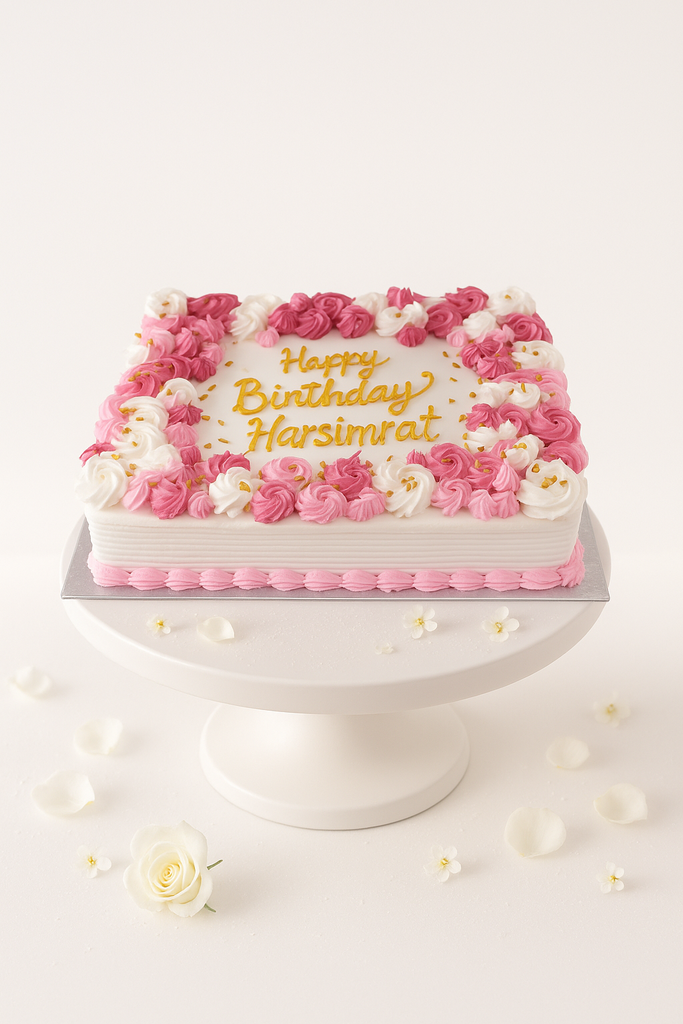 Pink & White Floral Birthday Cake-GI003