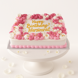 Pink & White Floral Birthday Cake-GI003