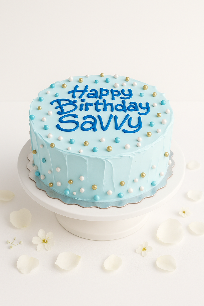 Elegant blue birthday cake-BO022