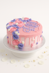 Elegant pink &purple Birthday cake-GI044