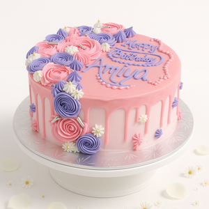 Elegant pink &purple Birthday cake-GI044