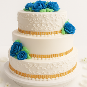 Splast of blue roses wedding cake-WE009