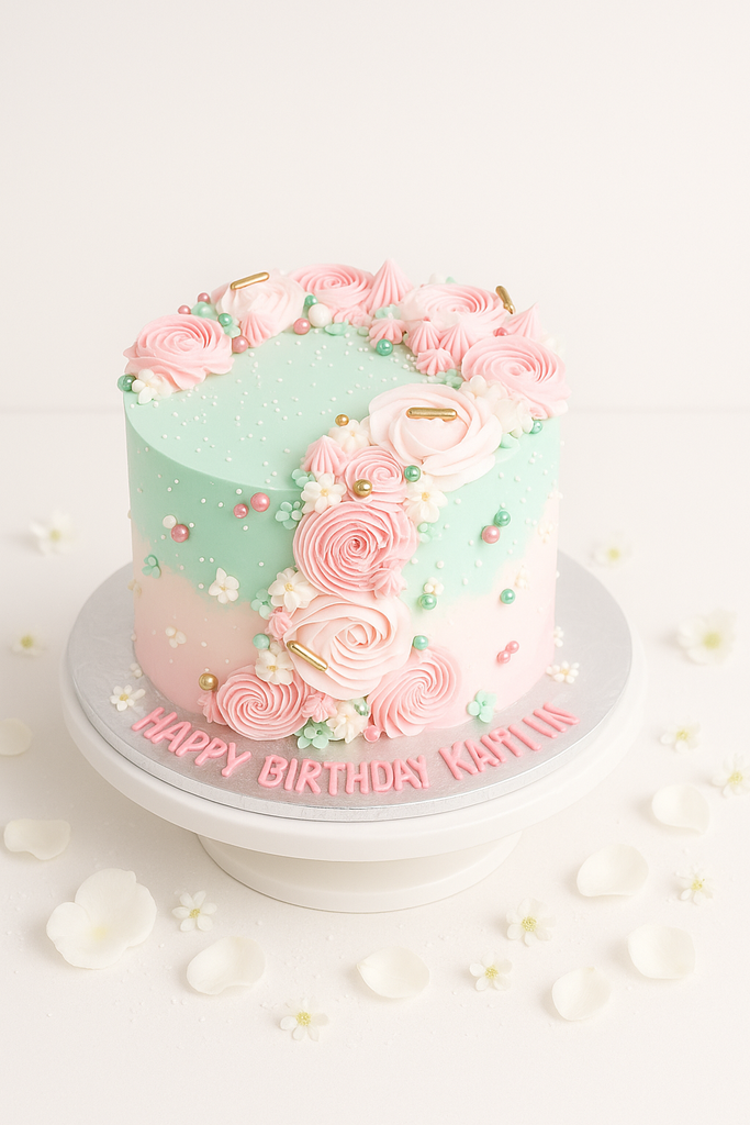 Tall Pink Flower Cake-GI050