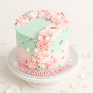 Tall Pink Flower Cake-GI050
