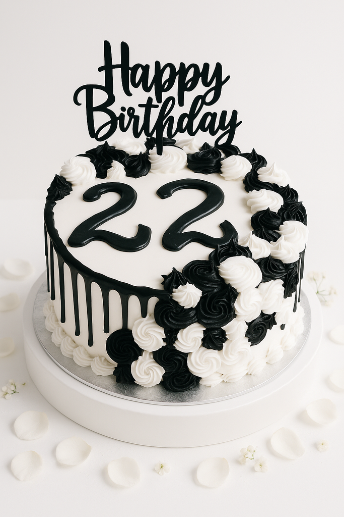 black & white rossets cake-BO030