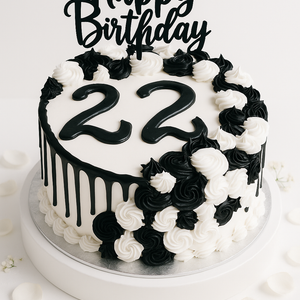 black & white rossets cake-BO030