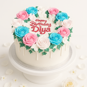 elegant multi color roses cake-GI054
