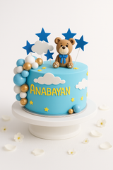 Blue Teddy Bear Birthday Cake-BO005