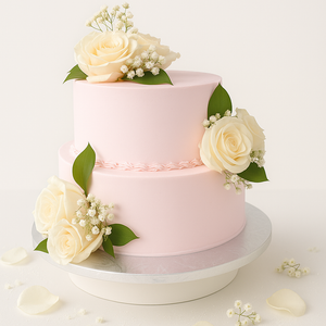 Blush Pink Floral Wedding Cake-WE001