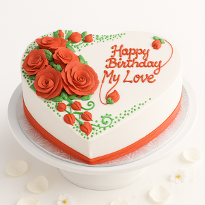 red roses heart cake-BG036