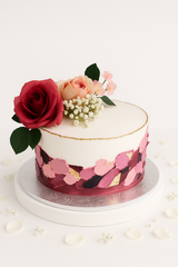 pretty silk flowers cake-GI058