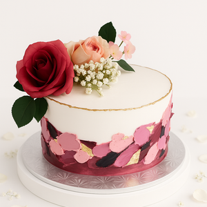 pretty silk flowers cake-GI058