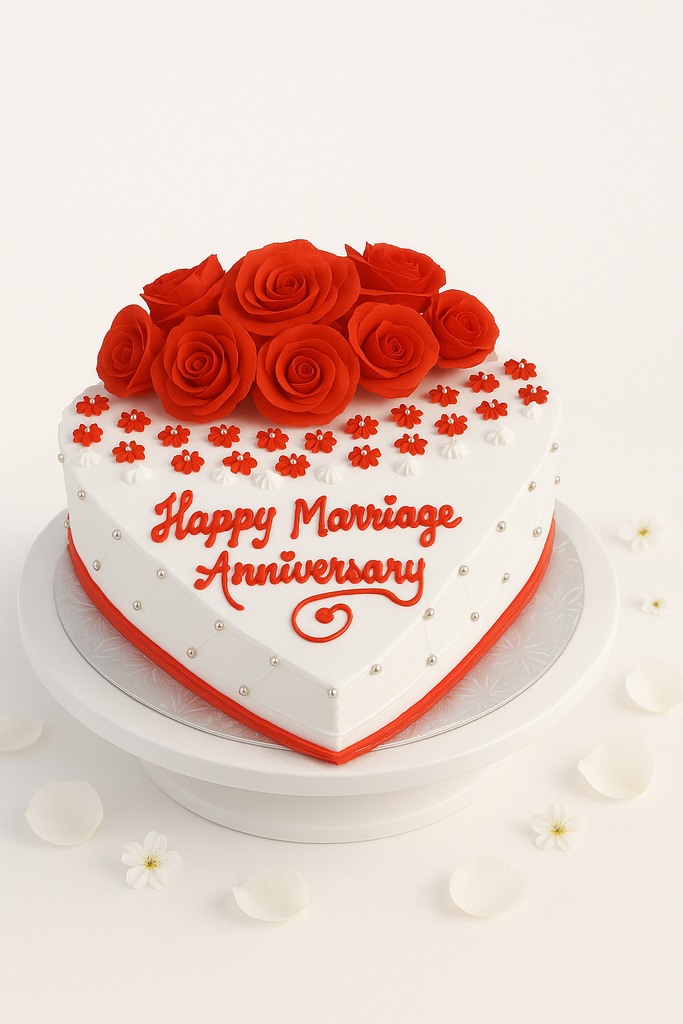 red roses heart diamond design cake-AN009