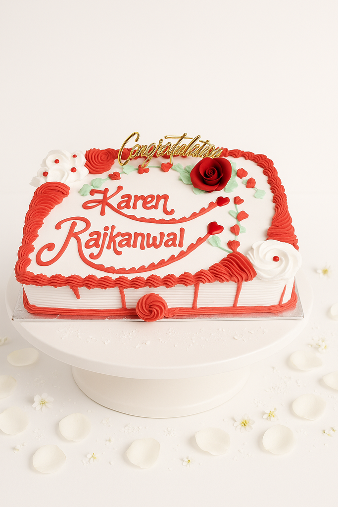 Rectangle red rose cake-BG043