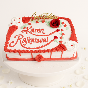Rectangle red rose cake-BG043