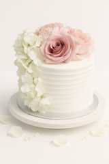 Peach & White Fresh flower cake-GI060