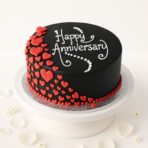 Black & Red Anniversary cake-AN011