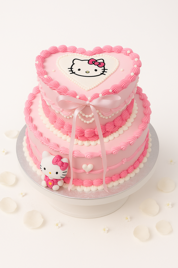 Heart-Shaped Hello Kitty Cake-TR003