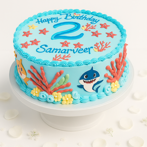 Blue Baby shark Birthday Cake-BO046