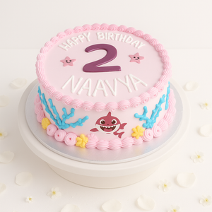 Pink Baby Shark Splash Cake-GI070