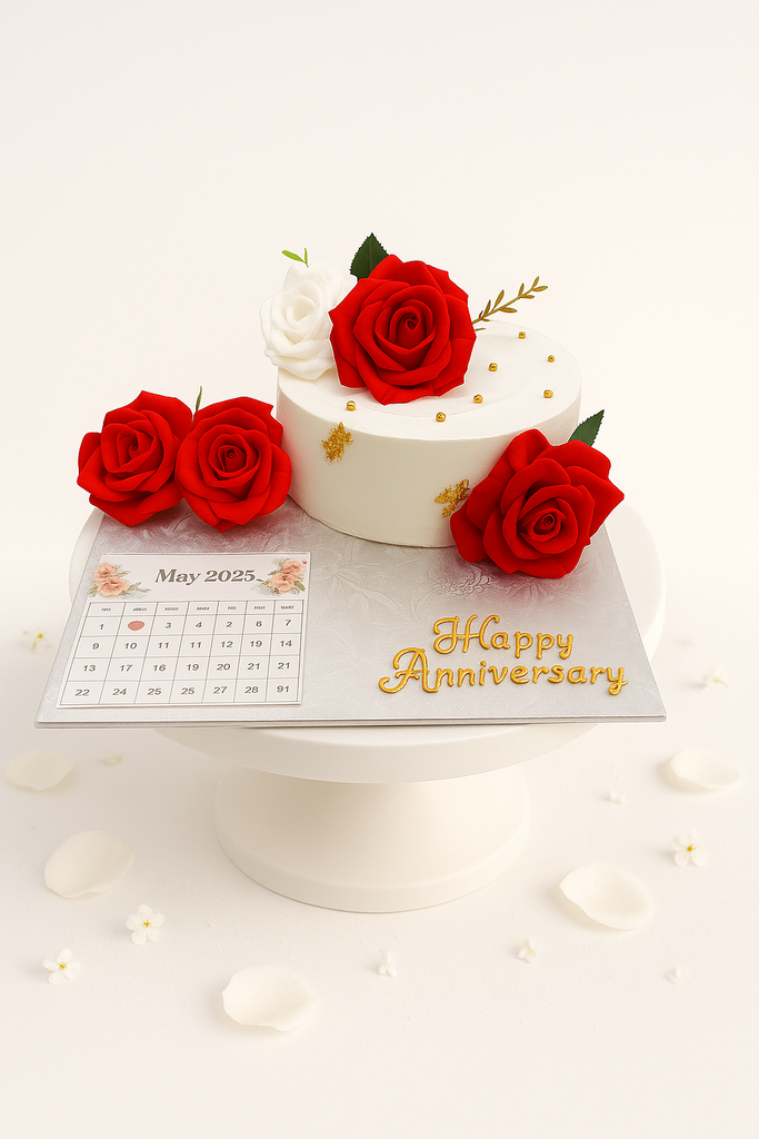 Anniversary Calendar Cake with Roses-AN001