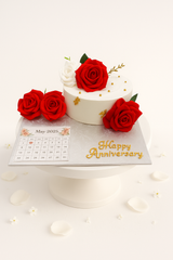 Anniversary Calendar Cake with Roses-AN001