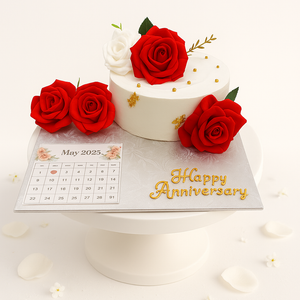 Anniversary Calendar Cake with Roses-AN001