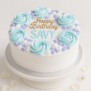 Blue Rosette Star Delight Cake-BG047