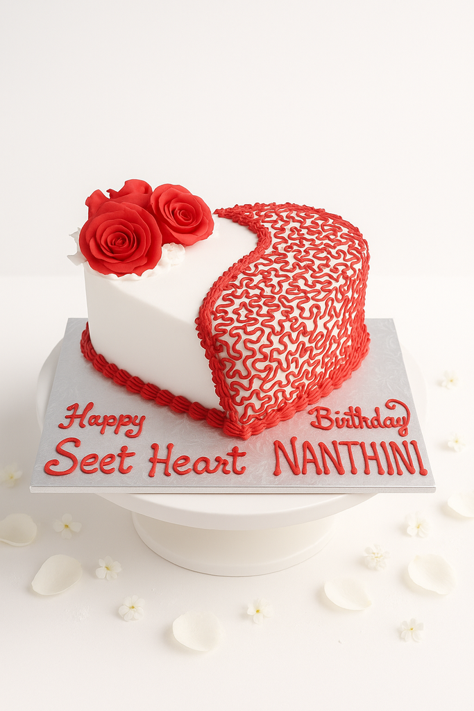 Henna Heart Rose Cake-BG052