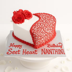 Henna Heart Rose Cake-BG052