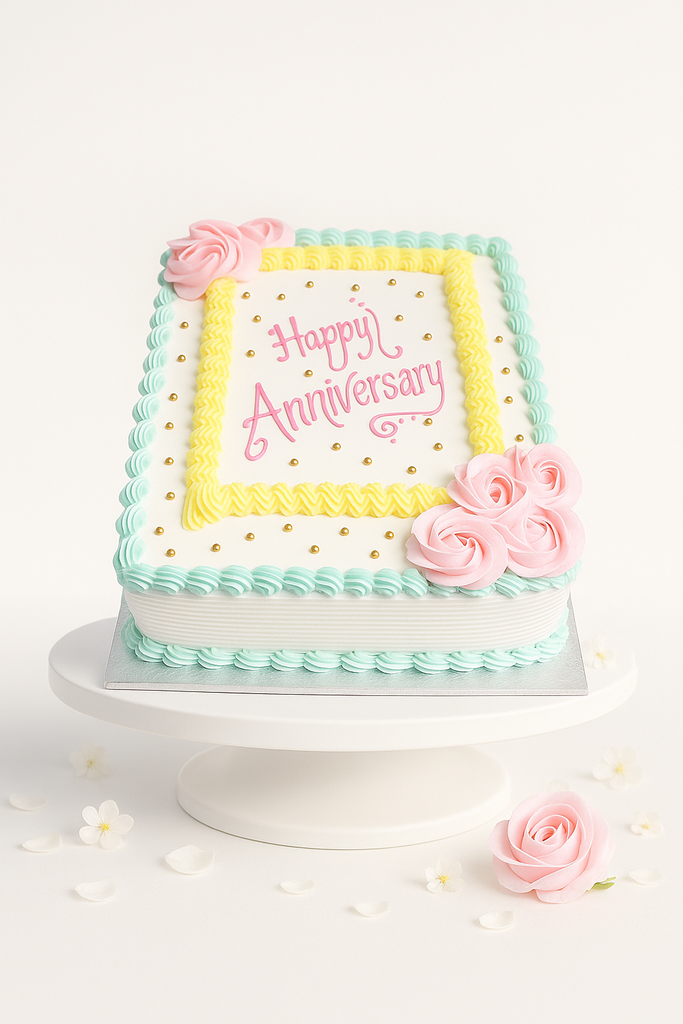 Mint & Blossom Rectangle Cake-BG060