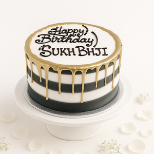 Monochrome Gold Drip Cake-BG062