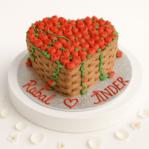 Rosy Basket Heart Cake-AN014