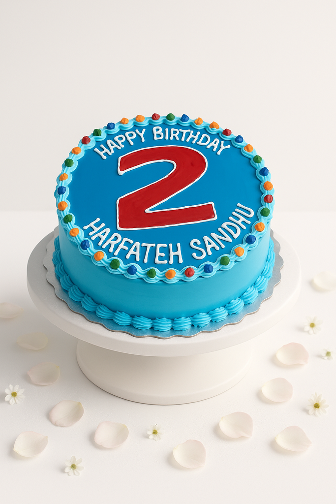 Colorful Blue Birthday Cake-BO064