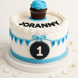 Blue Birthday Cupcake Cake-BO068