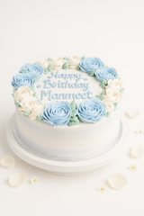 White-Blue Floral Cake-GI077