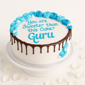 Blue Rosette Drizzle Cascade Cake-BG068