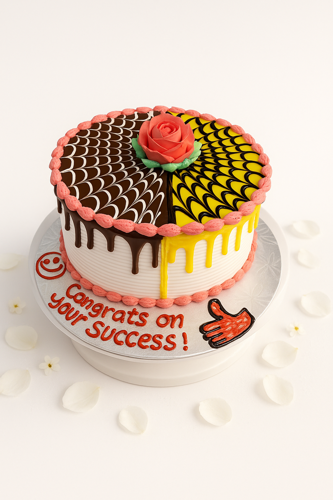 Marble Duo Drip Rose Cake-BG069