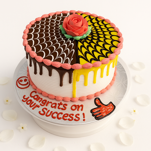 Marble Duo Drip Rose Cake-BG069