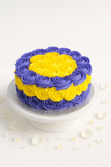 Purple–Yellow Rosette Cake-BG074