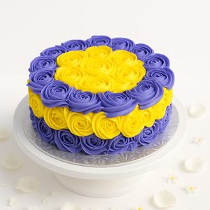 Purple–Yellow Rosette Cake-BG074
