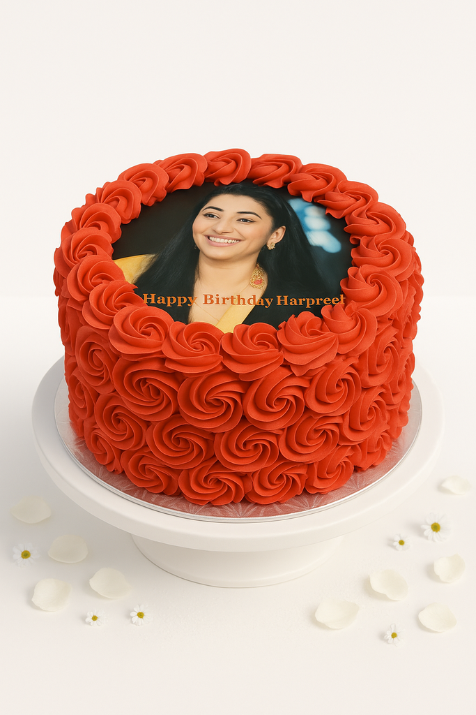 Red Rosette Frame Cake-GI079