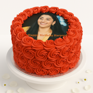 Red Rosette Frame Cake-GI079