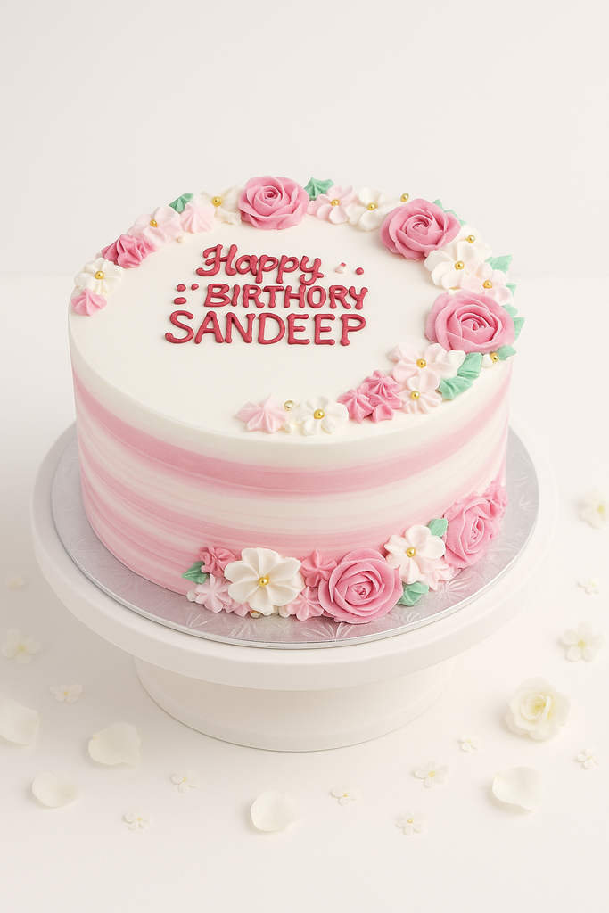 Blushing Ombre Floral Cake-BG084